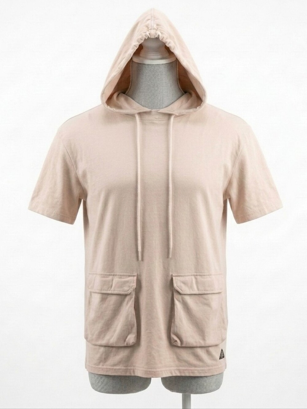 American Stitch Gorpcore Utility Short Sleeve Hoodie Tan Pockets Mens 2XL